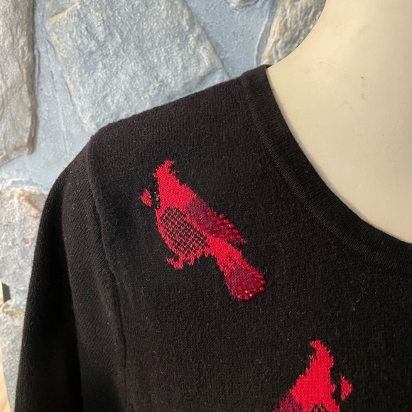 CATHERINE’S Black And Red Sparkle Cardinal Scoop Neck Sweater- Size 1X 18/20W - Picture 3 of 11